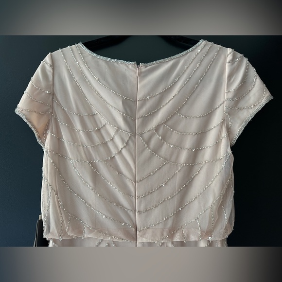 NWT Adrianna Papell evening gown, blush with silver beads, size 0 - Picture 7 of 9